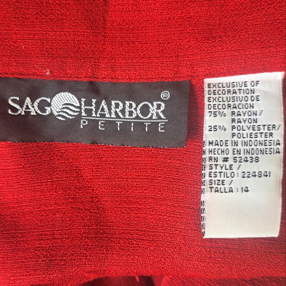 Vintage Sag Harbor Petite Sz 14 Classic Women's Red & Black Shorts Jumpsuit P 14 - Picture 7 of 10